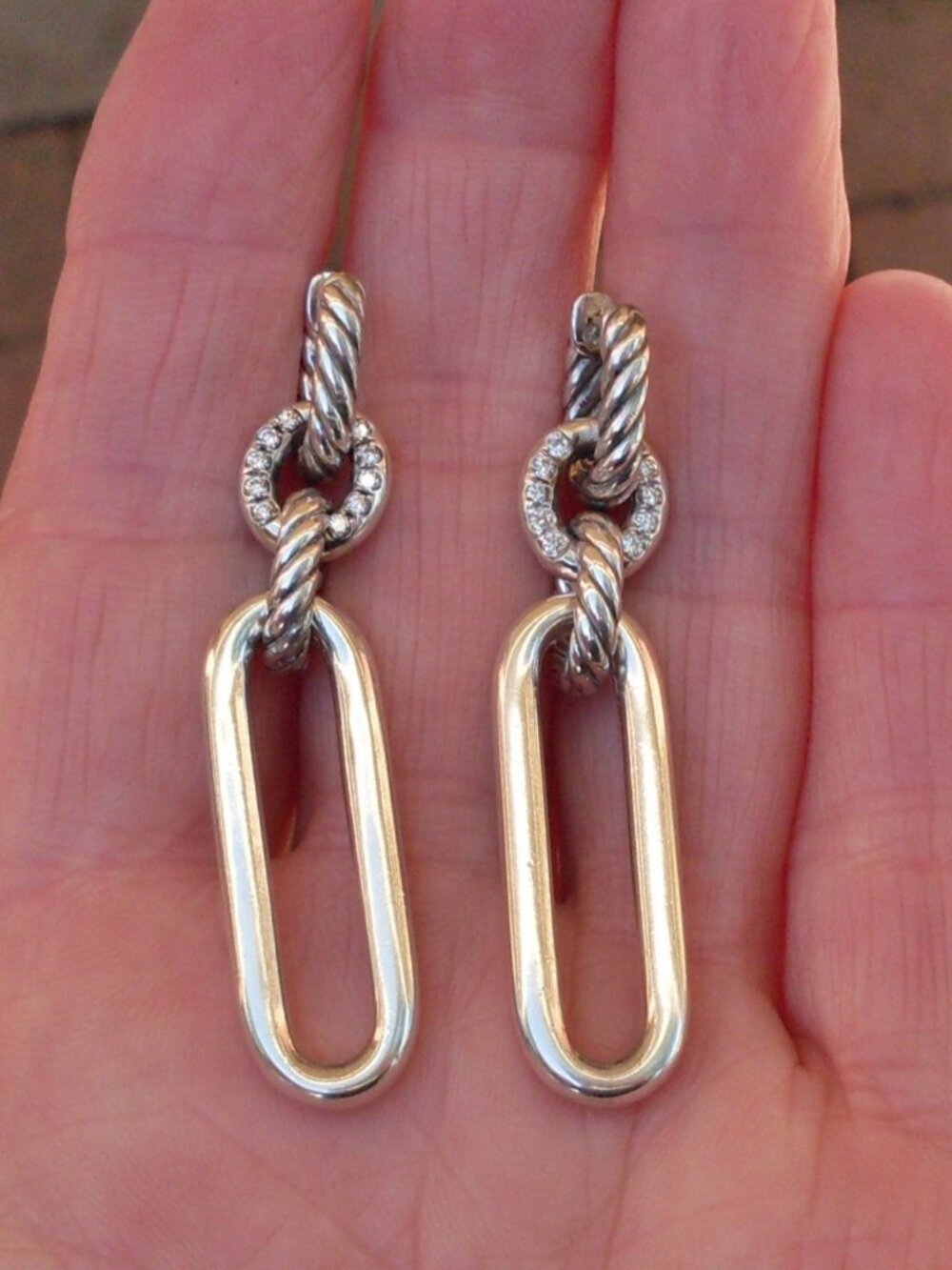 Current Item - David Yurman Lexington Double Link Drop Diamond Earrings